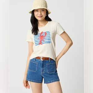 J. Crew Lobster Stripe Graphic Collector Tee in Ivory Size M. NWT